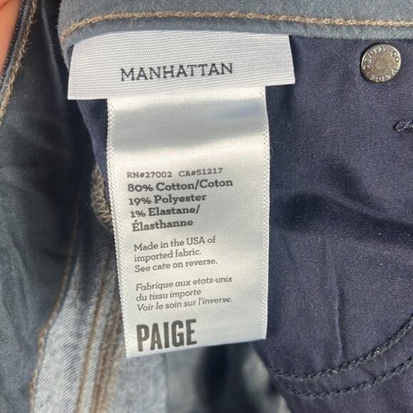 Paige Manhattan Elyse Slim Bootcut Mid Rise Jeans in Dark Wash. - Picture 9 of 10